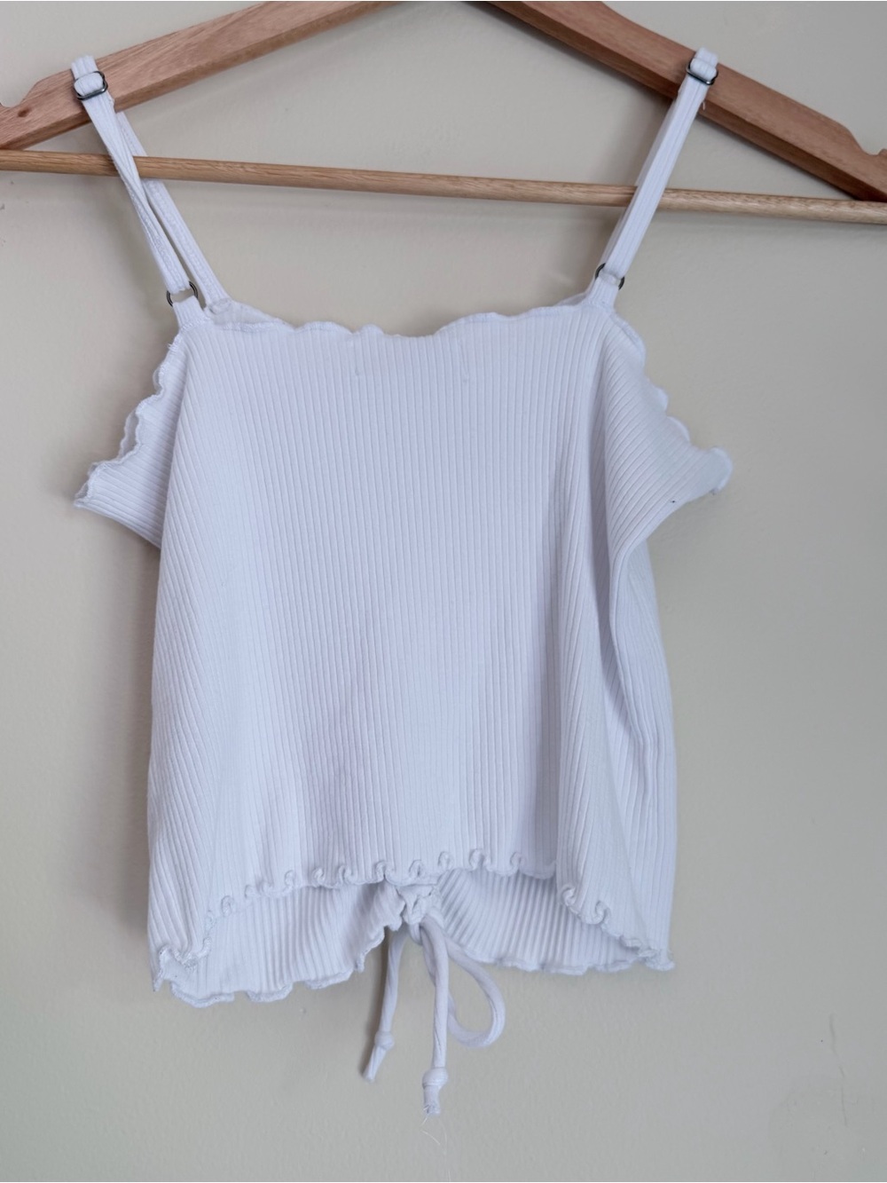 Hollister White Ribbed Ruched Drawstring Cami - Picture 6 of 10